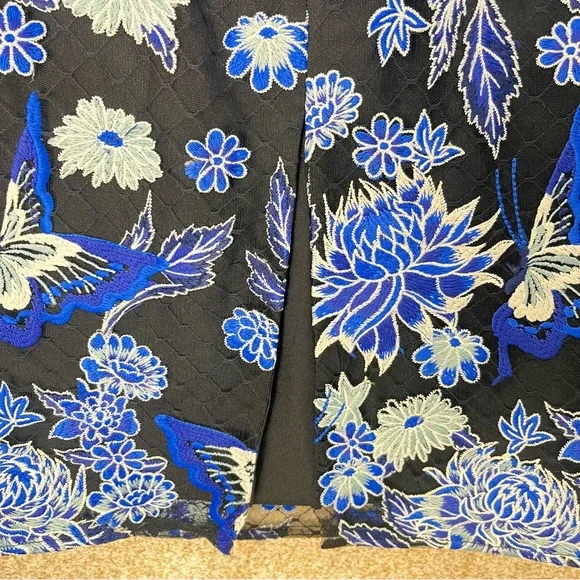 Imperfect NWT Dress the Population embroidered overlay blue floral medium dress - Picture 8 of 17